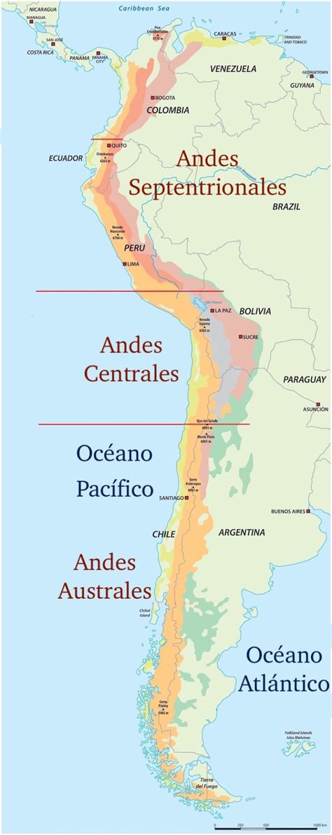 mapa de los andes chile